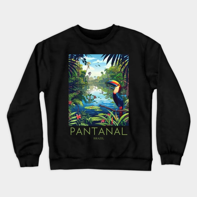 A Pop Art Travel Print of Pantanal - Brazil Crewneck Sweatshirt by Studio Red Koala